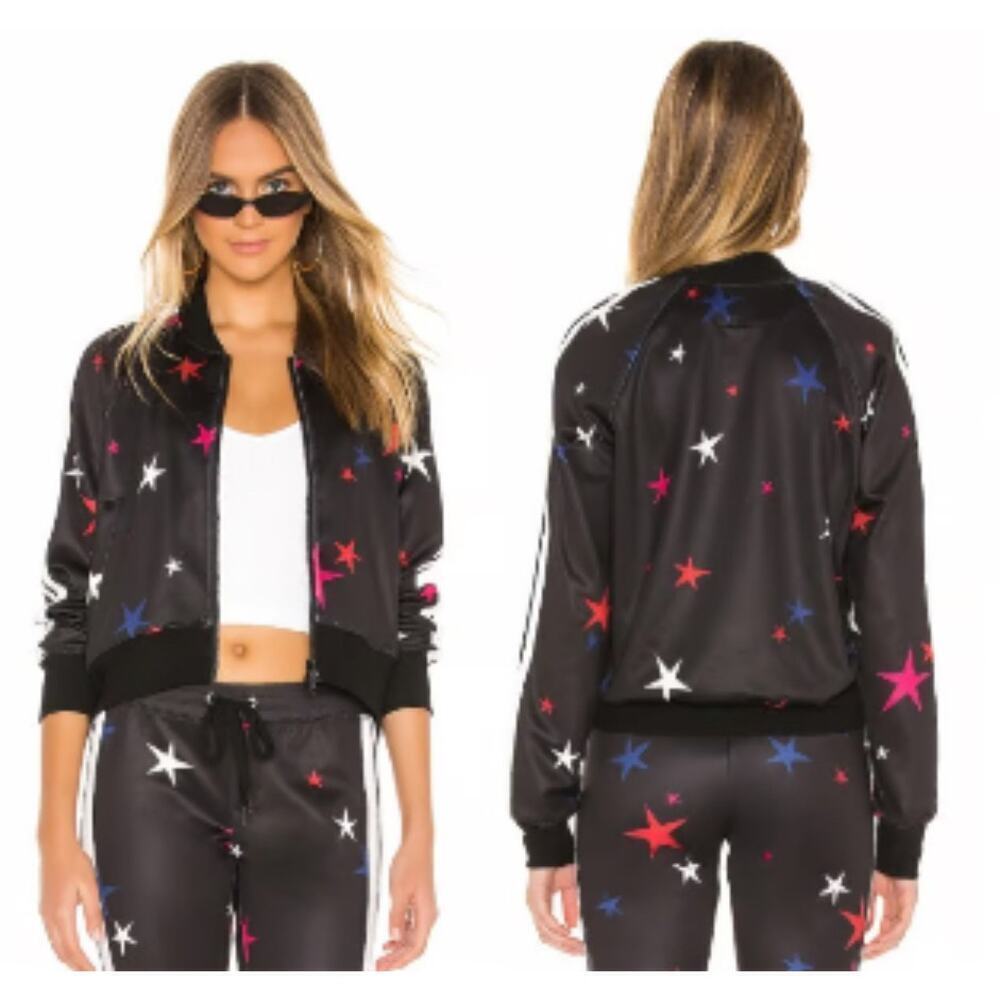 Pam & Gela Revolve Women’s Star Print Cropped Track Jacket Sz: L Y2K